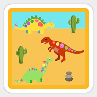 Dinosaurs in the desert Sticker